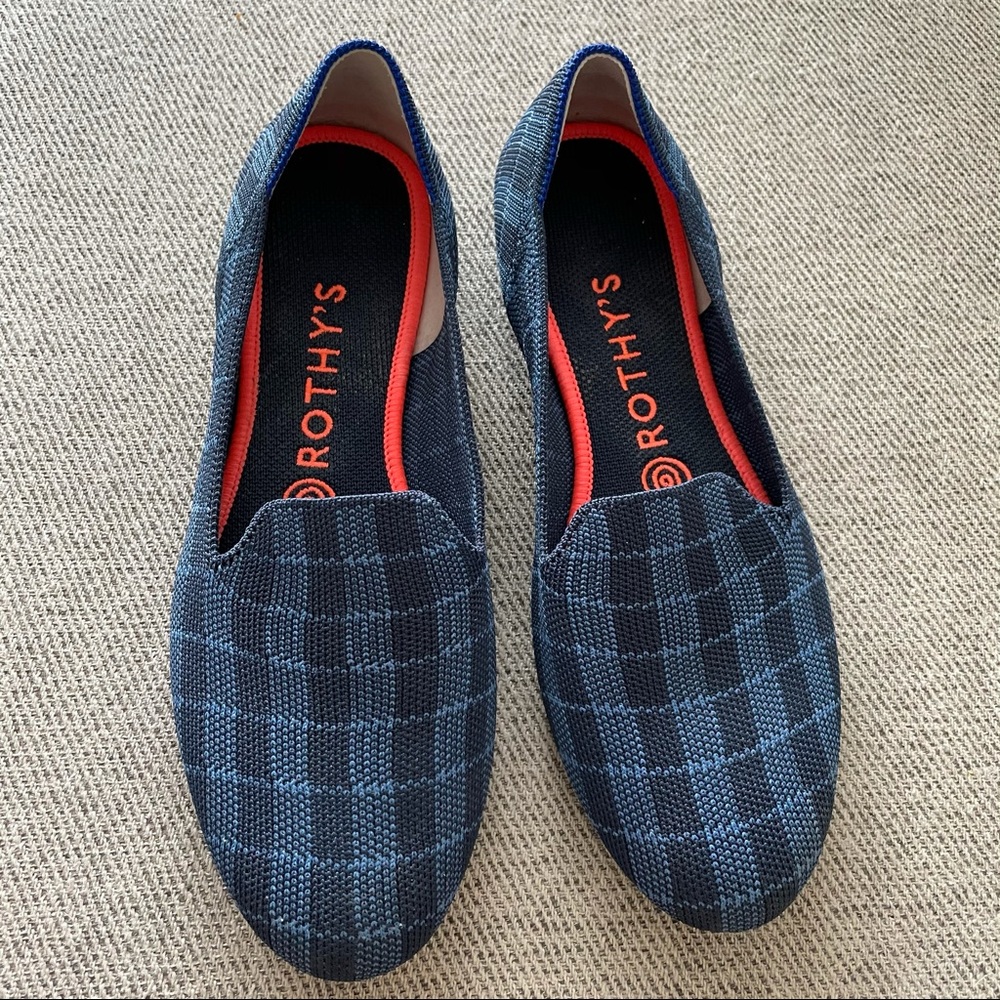 Rothy's Blue Checkered Flats